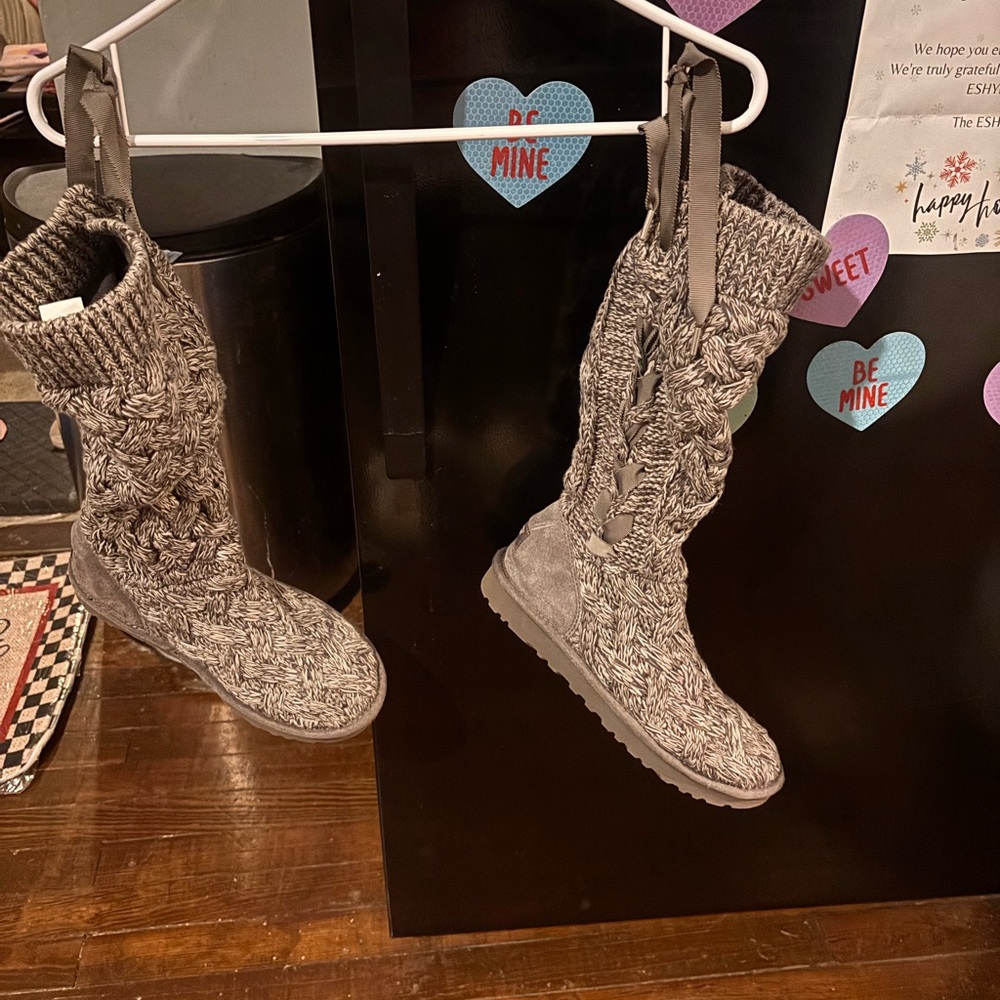 UGG Gray Knit Ankle Boots